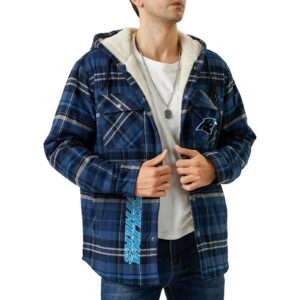 Carolina Panthers NFL Style Zip Fleece Flannel Jacket For Fans