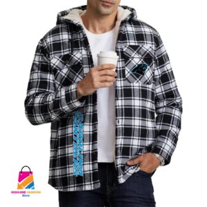 Carolina Panthers NFL Style Zip Fleece Flannel Jacket For Fans