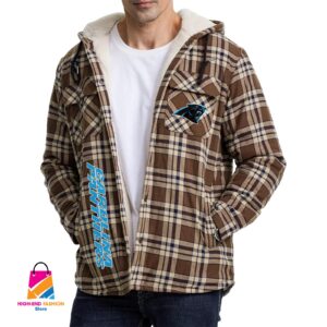 Carolina Panthers NFL Style Zip Fleece Flannel Jacket For Fans