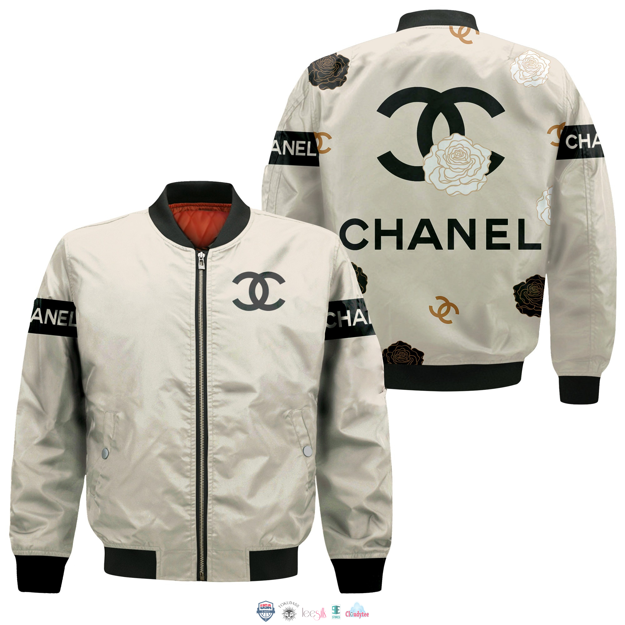 Chanel Rose Flower Style Bomber Jacket For Fans