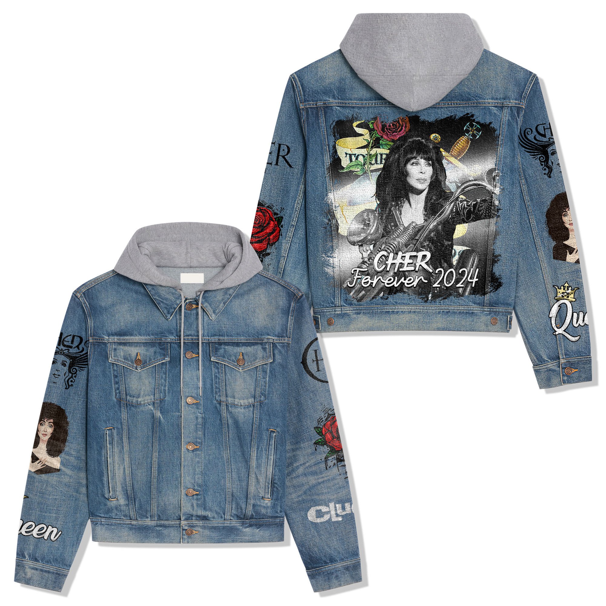 Cher Music Style Hooded Denim Jacket For Fans