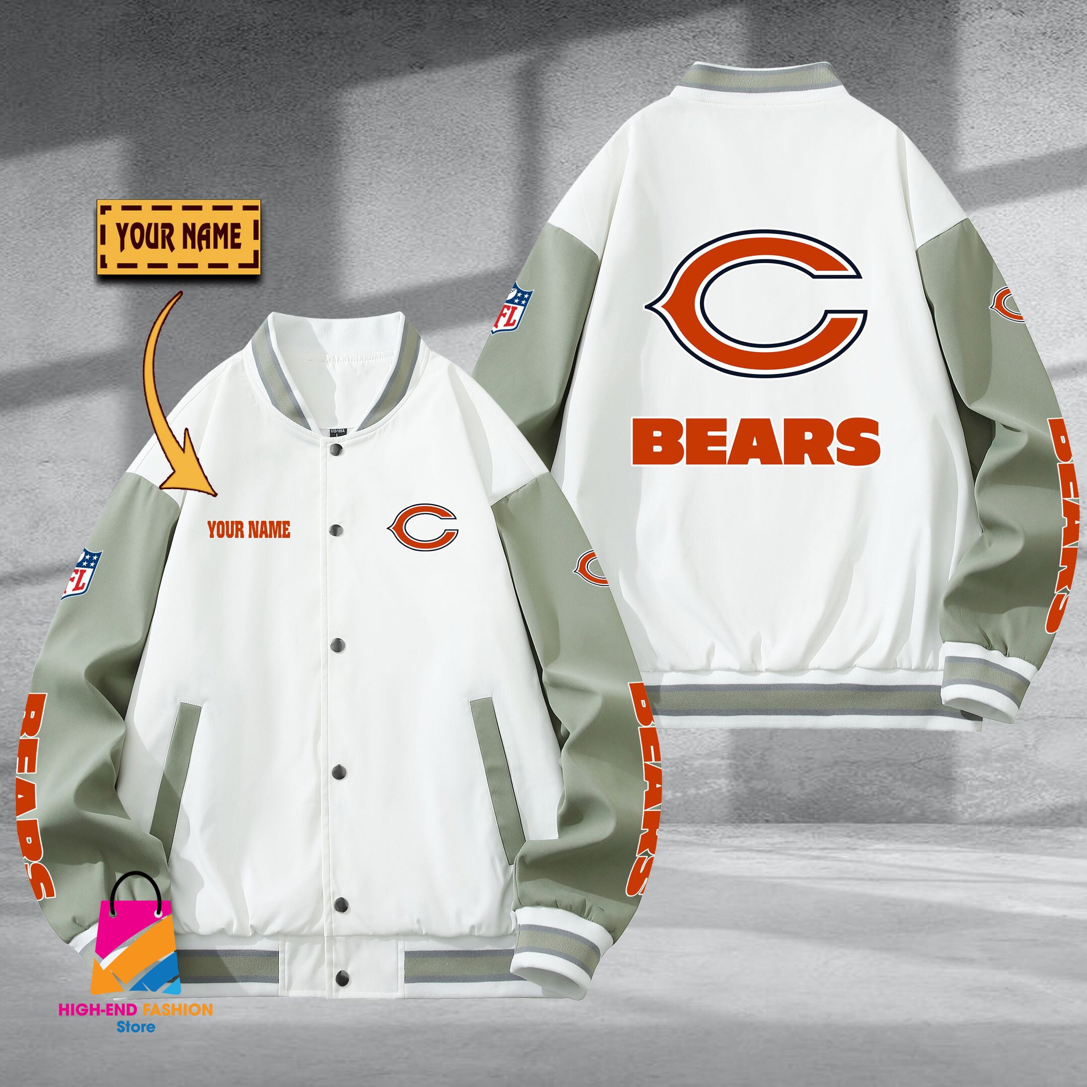 Chicago Bear NFL Style Baseball Jacket For Fan