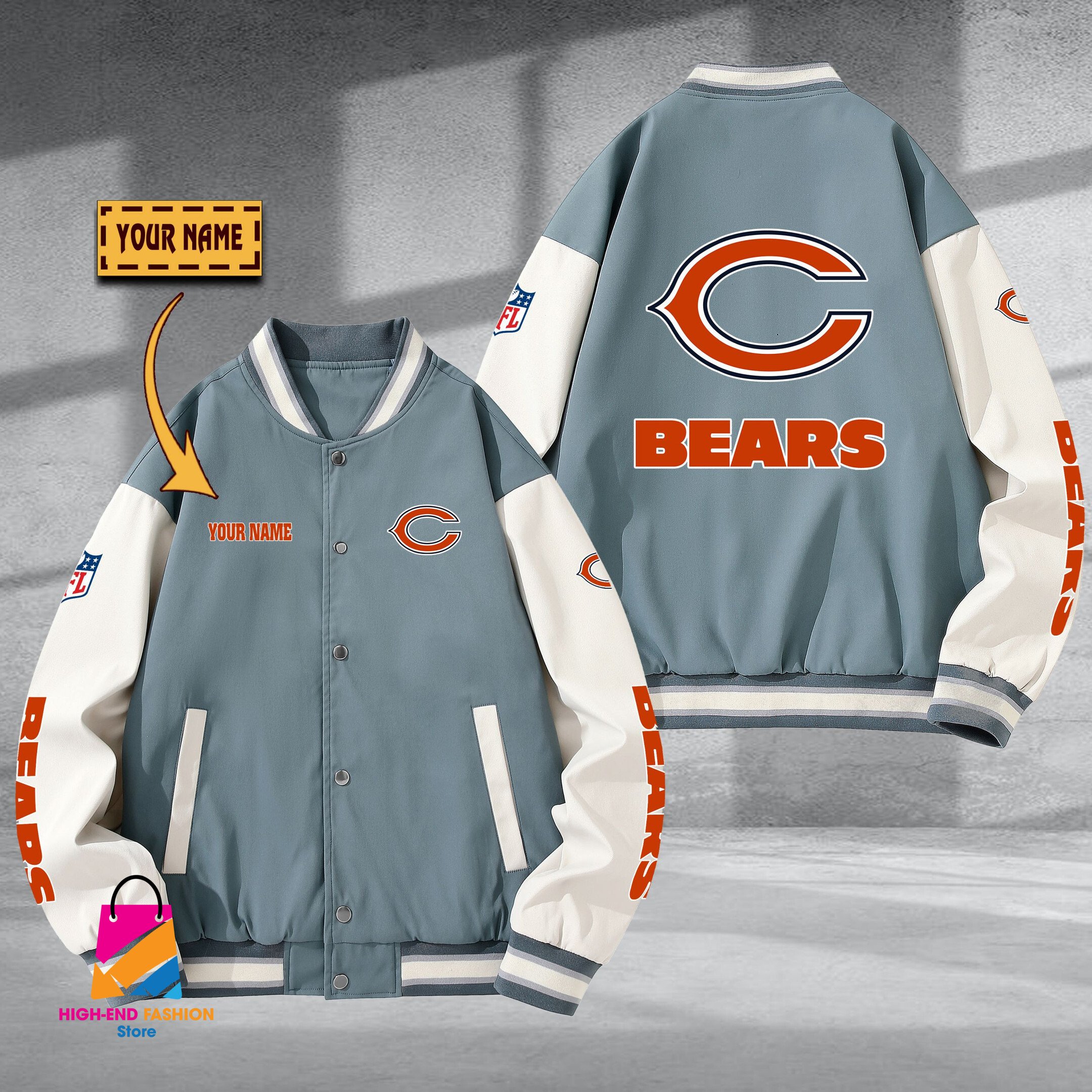 Chicago Bear NFL Style Baseball Jacket For Fan