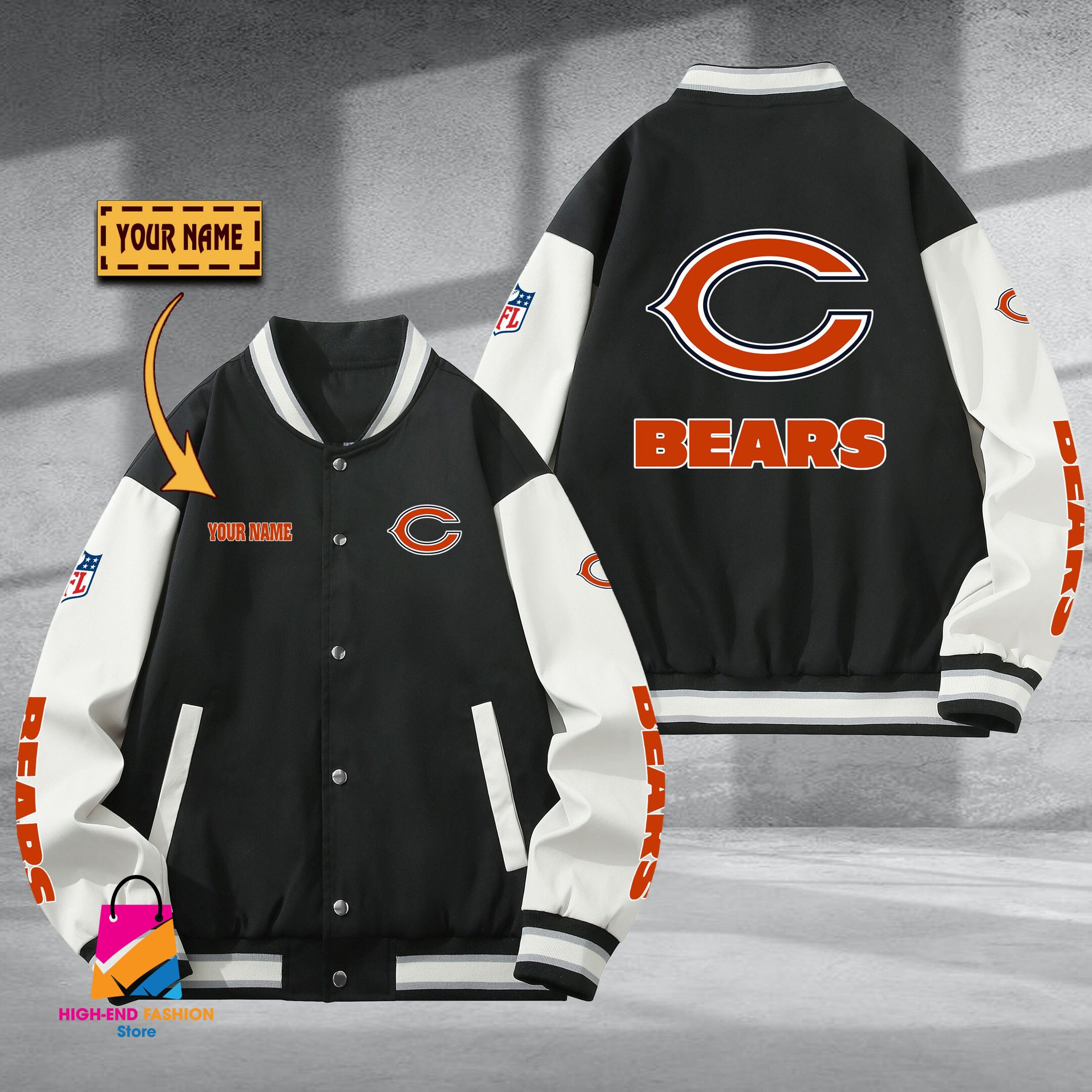 Chicago Bear NFL Style Baseball Jacket For Fan