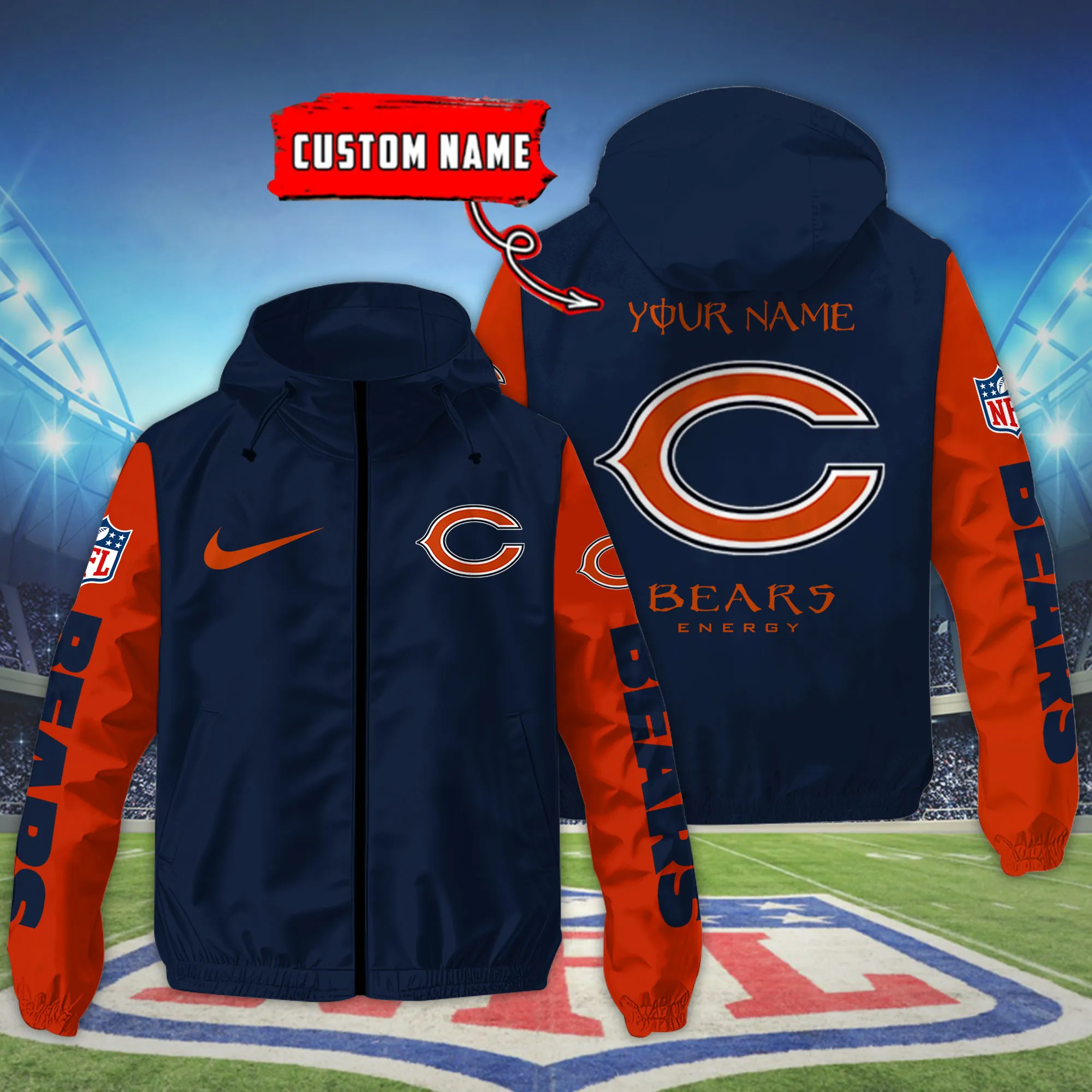 Chicago Bears NFL Personalized Style Windbreaker Jacket For Fans
