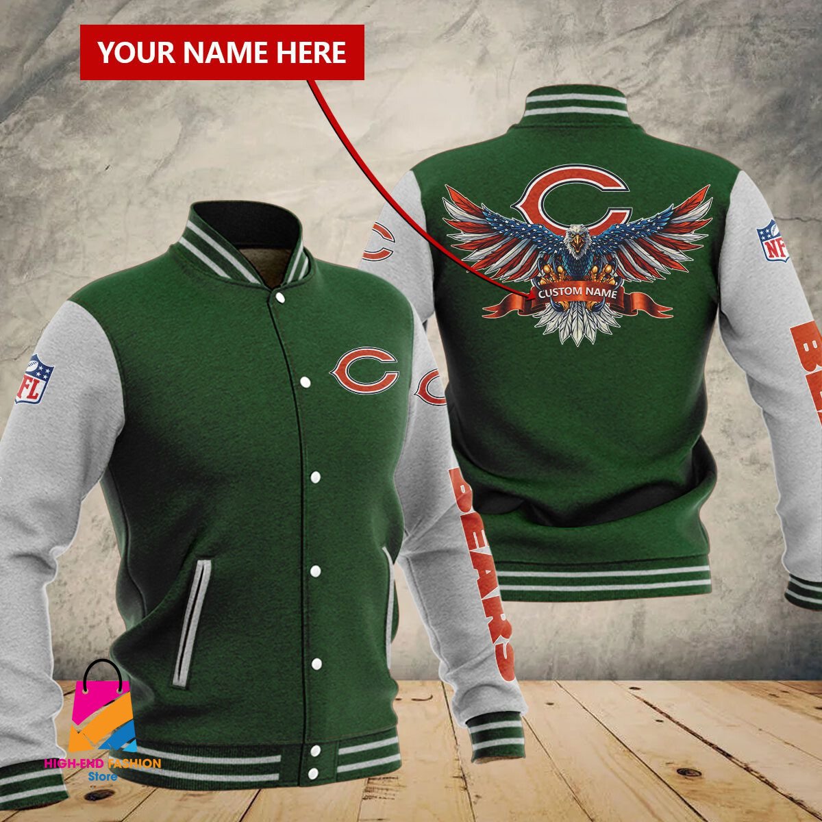 Chicago Bears NFL Style Baseball Jacket For Fan