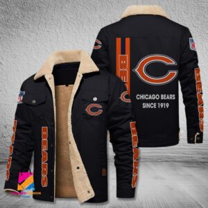 Chicago Bears NFL Style Fleece Thermal Cotton Jacket For Fans