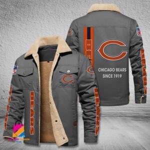 Chicago Bears NFL Style Fleece Thermal Cotton Jacket For Fans