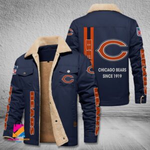 Chicago Bears NFL Style Fleece Thermal Cotton Jacket For Fans