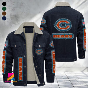 Chicago Bears NFL Style Fleece Thermal Cotton Jacket For Fans