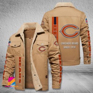 Chicago Bears NFL Style Fleece Thermal Cotton Jacket For Fans