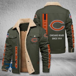 Chicago Bears NFL Style Fleece Thermal Cotton Jacket For Fans