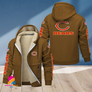 Chicago Bears NFL Style Fleece Zip Hoodie Jacket For Fans