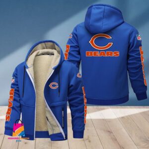 Chicago Bears NFL Style Fleece Zip Hoodie Jacket For Fans