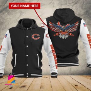 Chicago Bears NFL Style Hooded Baseball Jacket For Fan