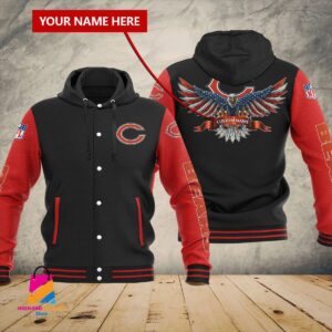 Chicago Bears NFL Style Hooded Baseball Jacket For Fan