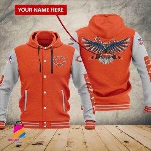 Chicago Bears NFL Style Hooded Baseball Jacket For Fan