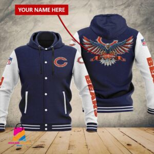Chicago Bears NFL Style Hooded Baseball Jacket For Fan