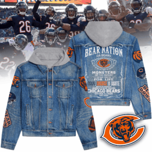 Chicago Bears NFL Style Hooded Denim Jacket For Fans