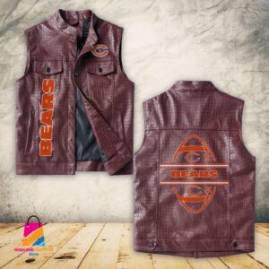 Chicago Bears NFL Style Sleeveless Leather Jacket For Fans