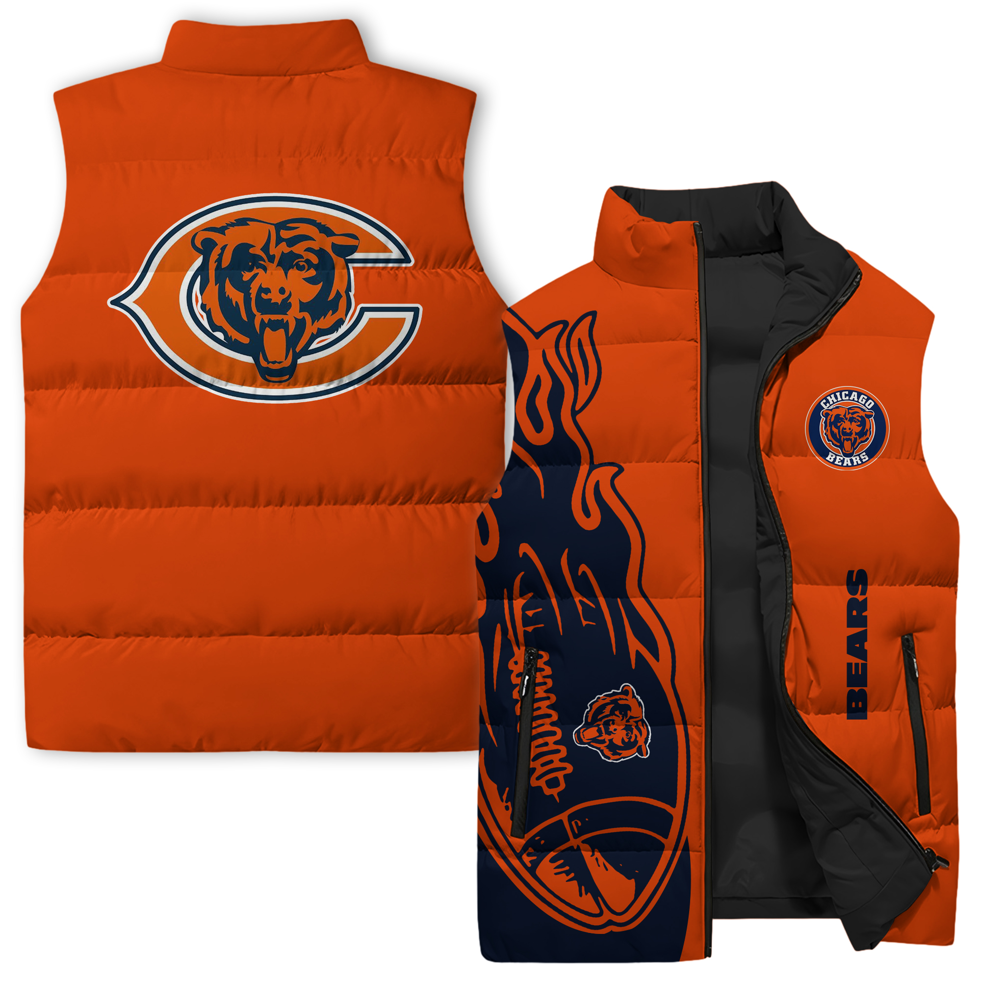 Chicago Bears NFL Style Sleeveless Puffer Jacket For Fans