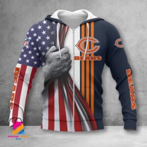 Chicago Bears NFL Style Zip Hoodie Jacket For Fans
