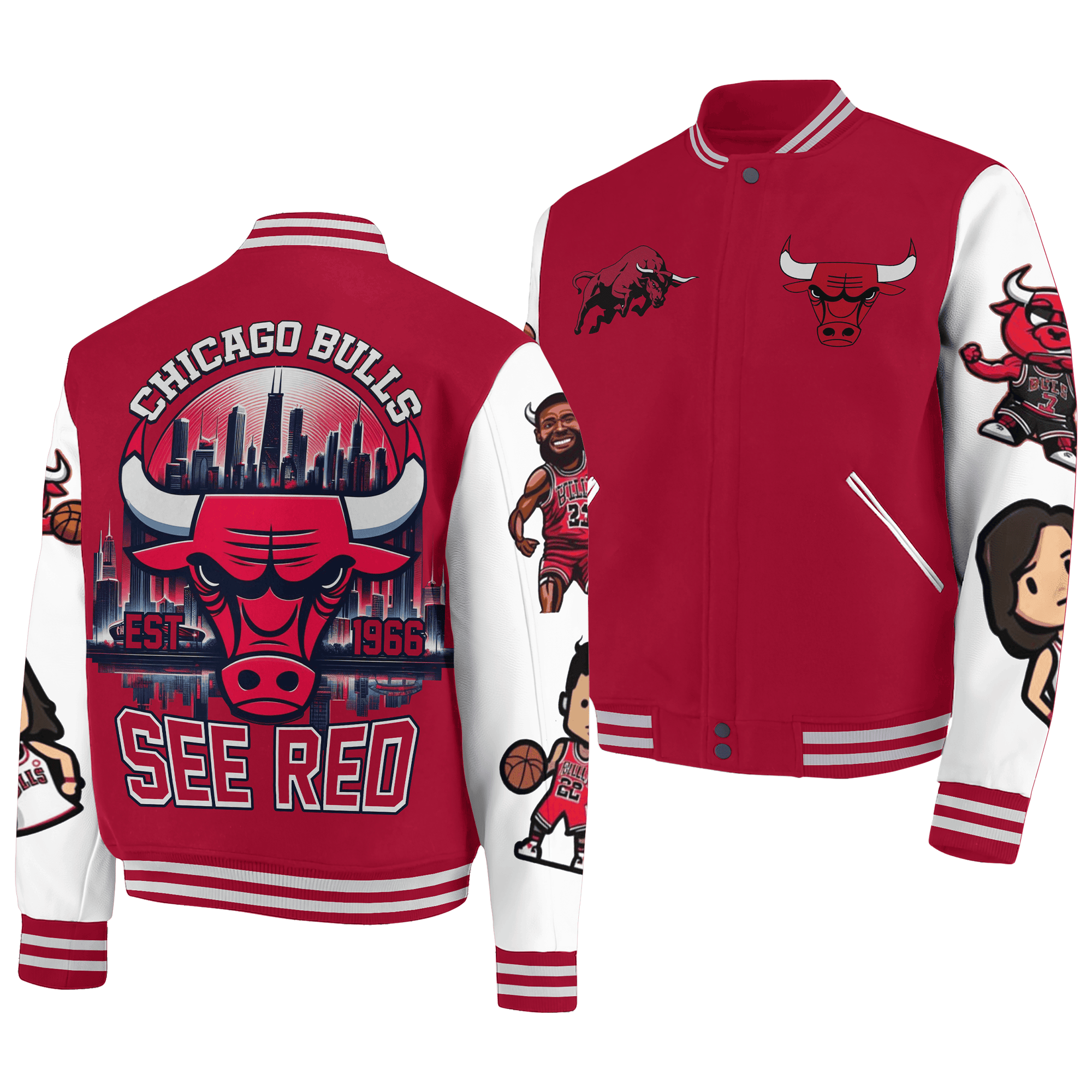 Chicago Bulls NBA Style Baseball Jacket For Fans