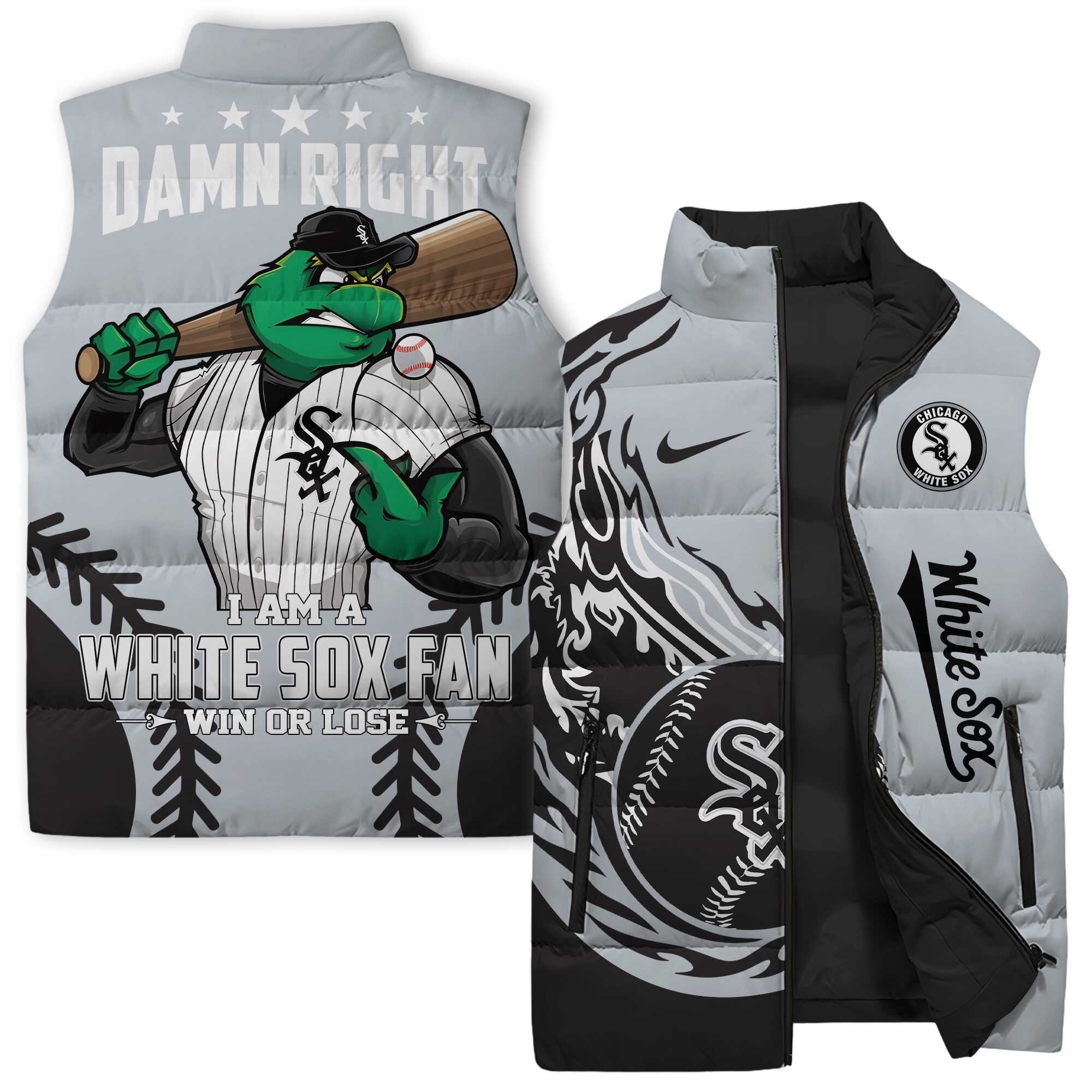 Chicago White Sox MLB Style Sleeveless Puffer Jacket For Fans