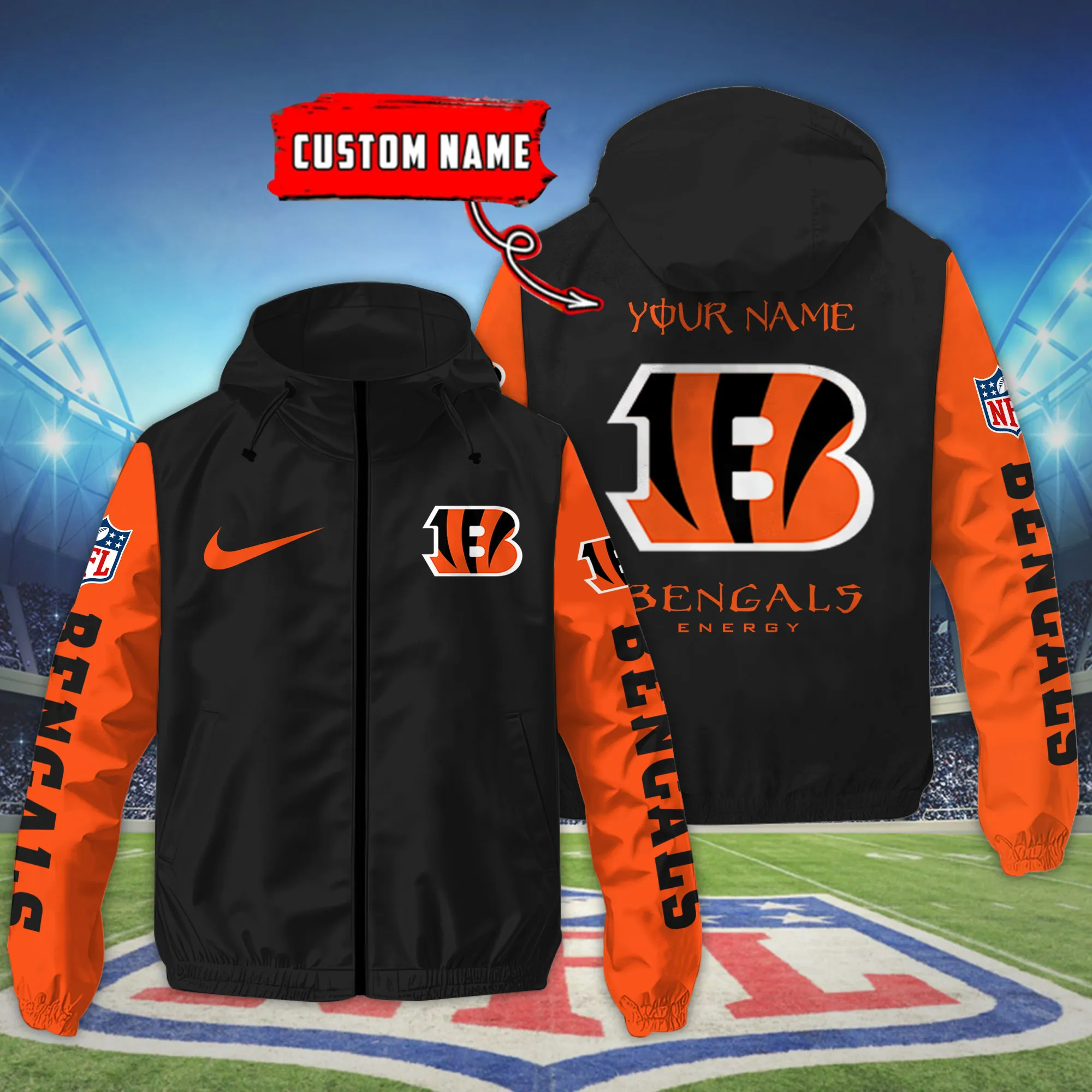 Cincinnati Bengals NFL Personalized Style Windbreaker Jacket For Fans