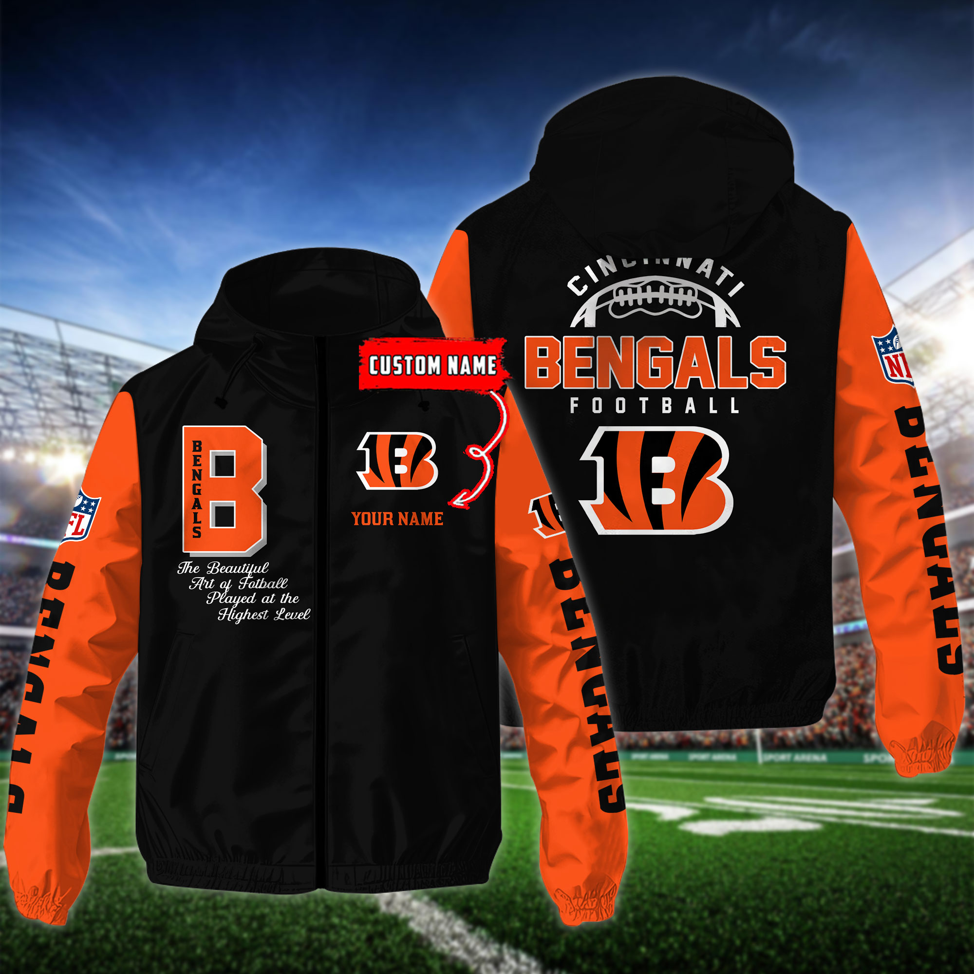 Cincinnati Bengals NFL Personalized Style Windbreaker Jacket For Fans