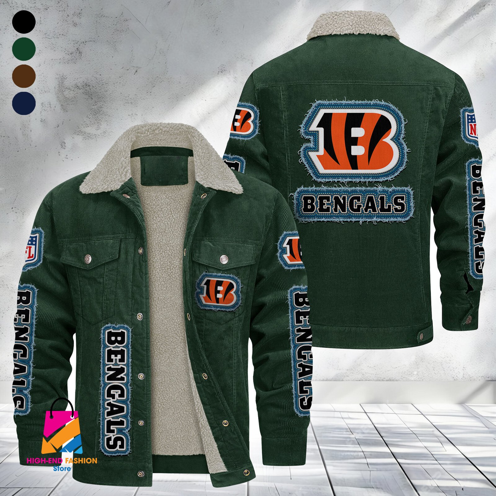 Cincinnati Bengals NFL Style Fleece Thermal Cotton Jacket For Fans