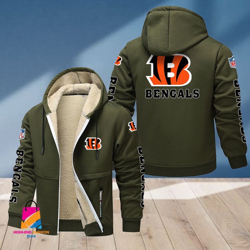 Cincinnati Bengals NFL Style Fleece Zip Hoodie Jacket For Fans