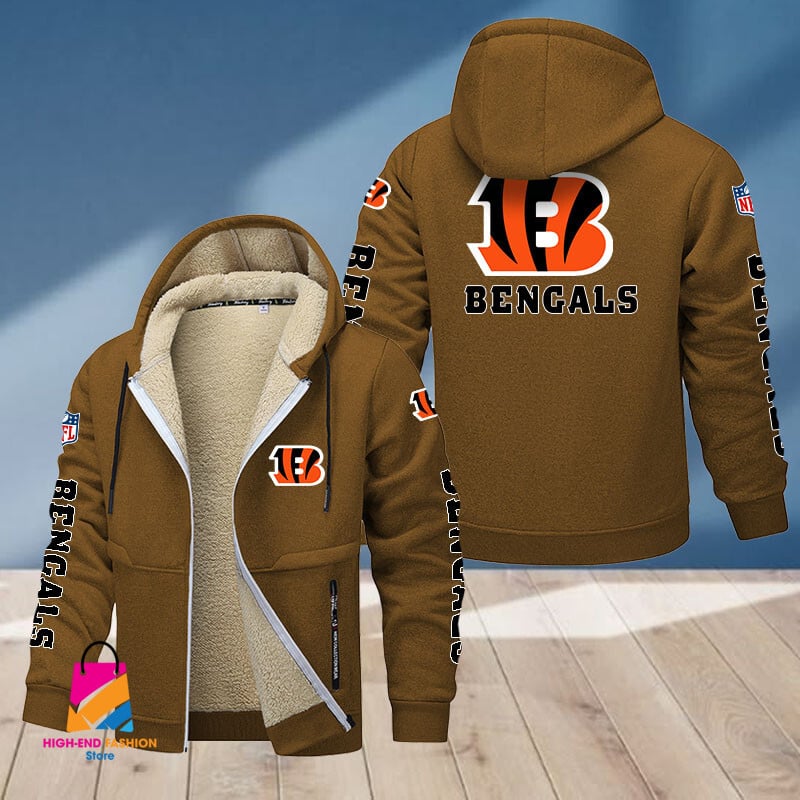 Cincinnati Bengals NFL Style Fleece Zip Hoodie Jacket For Fans
