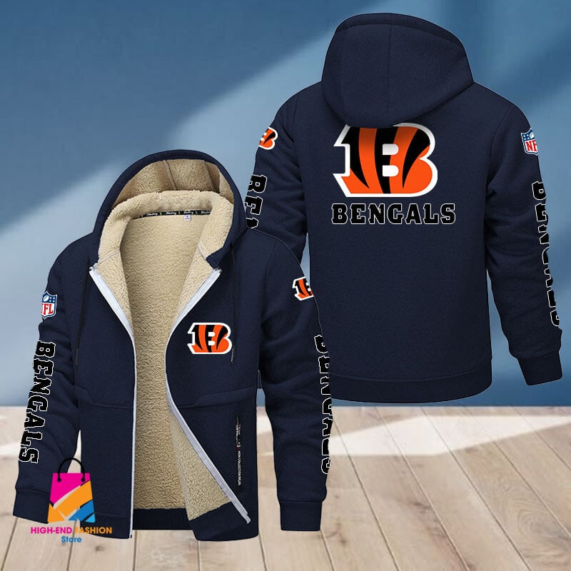 Cincinnati Bengals NFL Style Fleece Zip Hoodie Jacket For Fans