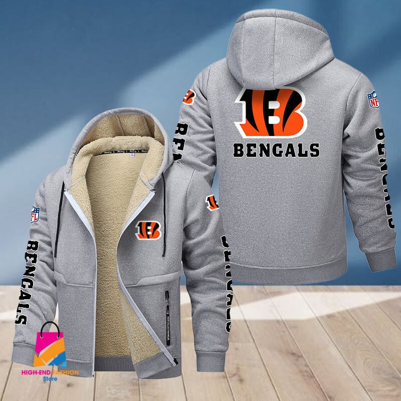 Cincinnati Bengals NFL Style Fleece Zip Hoodie Jacket For Fans