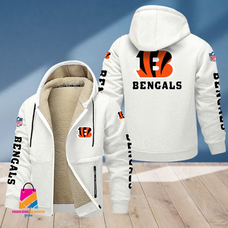 Cincinnati Bengals NFL Style Fleece Zip Hoodie Jacket For Fans