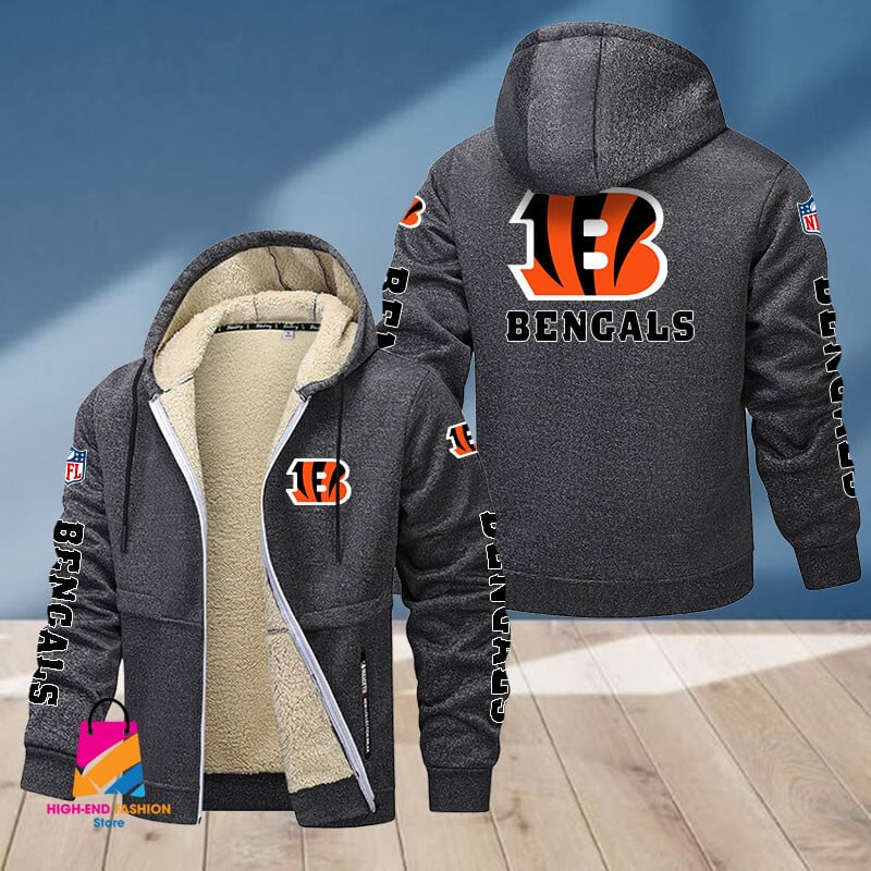 Cincinnati Bengals NFL Style Fleece Zip Hoodie Jacket For Fans