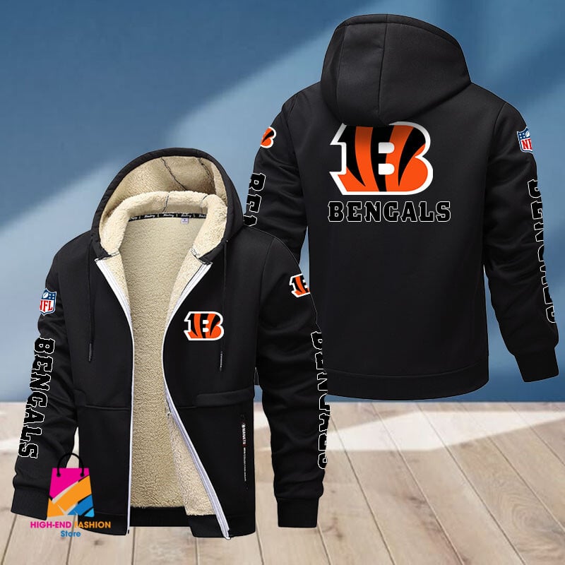 Cincinnati Bengals NFL Style Fleece Zip Hoodie Jacket For Fans