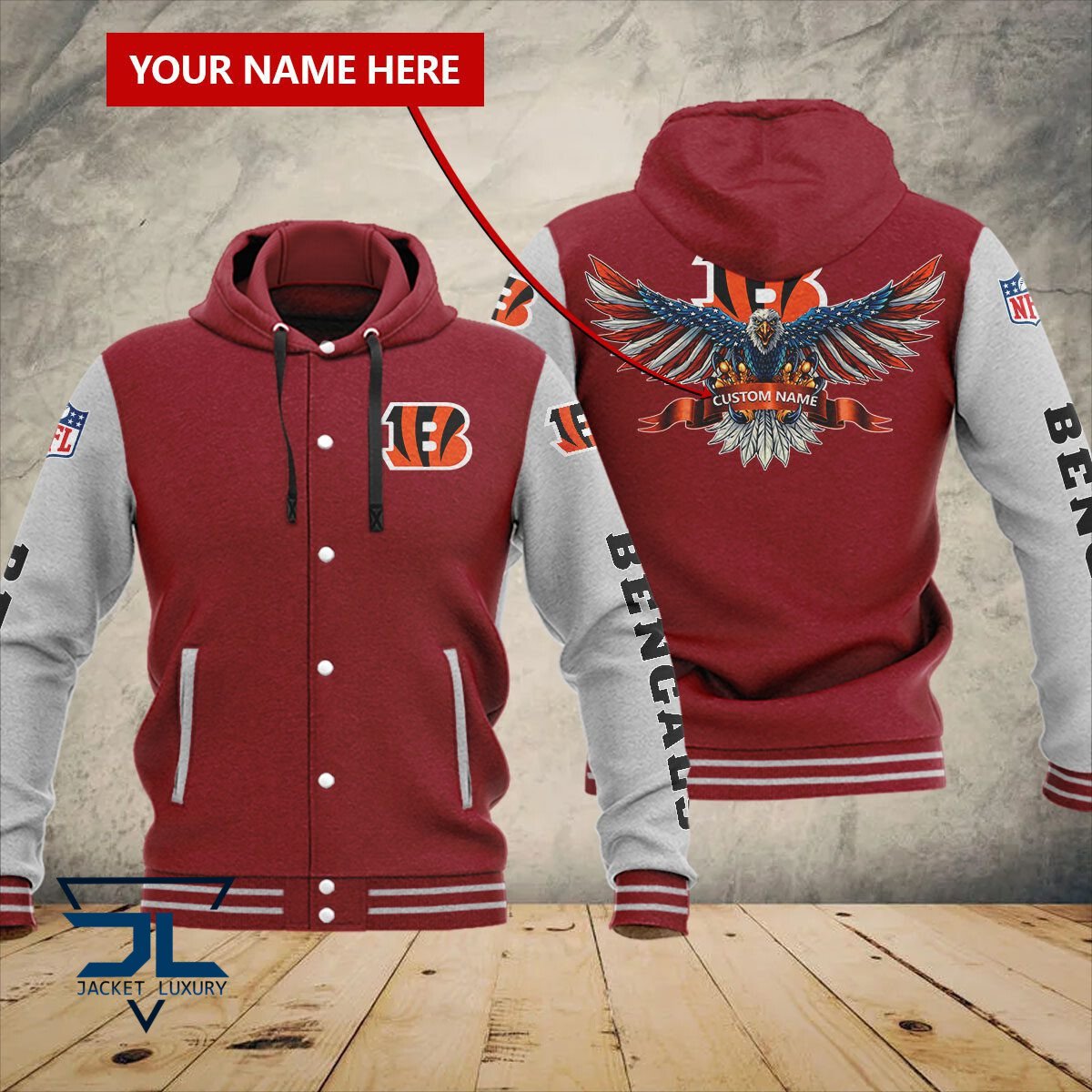 Cincinnati Bengals NFL Style Hooded Baseball Jacket For Fan