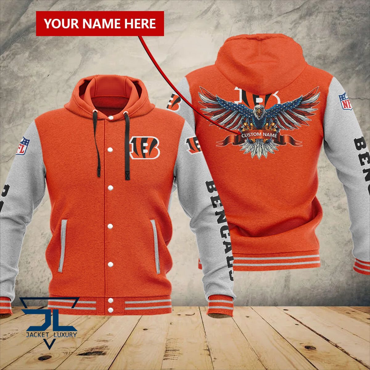 Cincinnati Bengals NFL Style Hooded Baseball Jacket For Fan