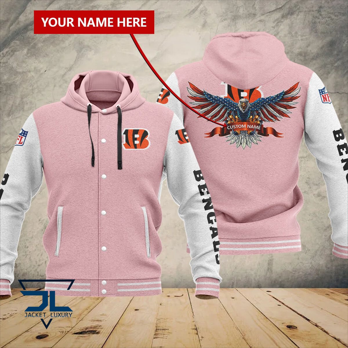 Cincinnati Bengals NFL Style Hooded Baseball Jacket For Fan
