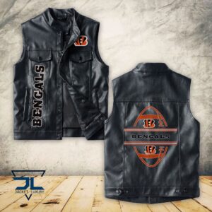 Cincinnati Bengals NFL Style Sleeveless Leather Jacket For Fans
