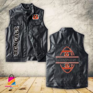 Cincinnati Bengals NFL Style Sleeveless Leather Jacket For Fans
