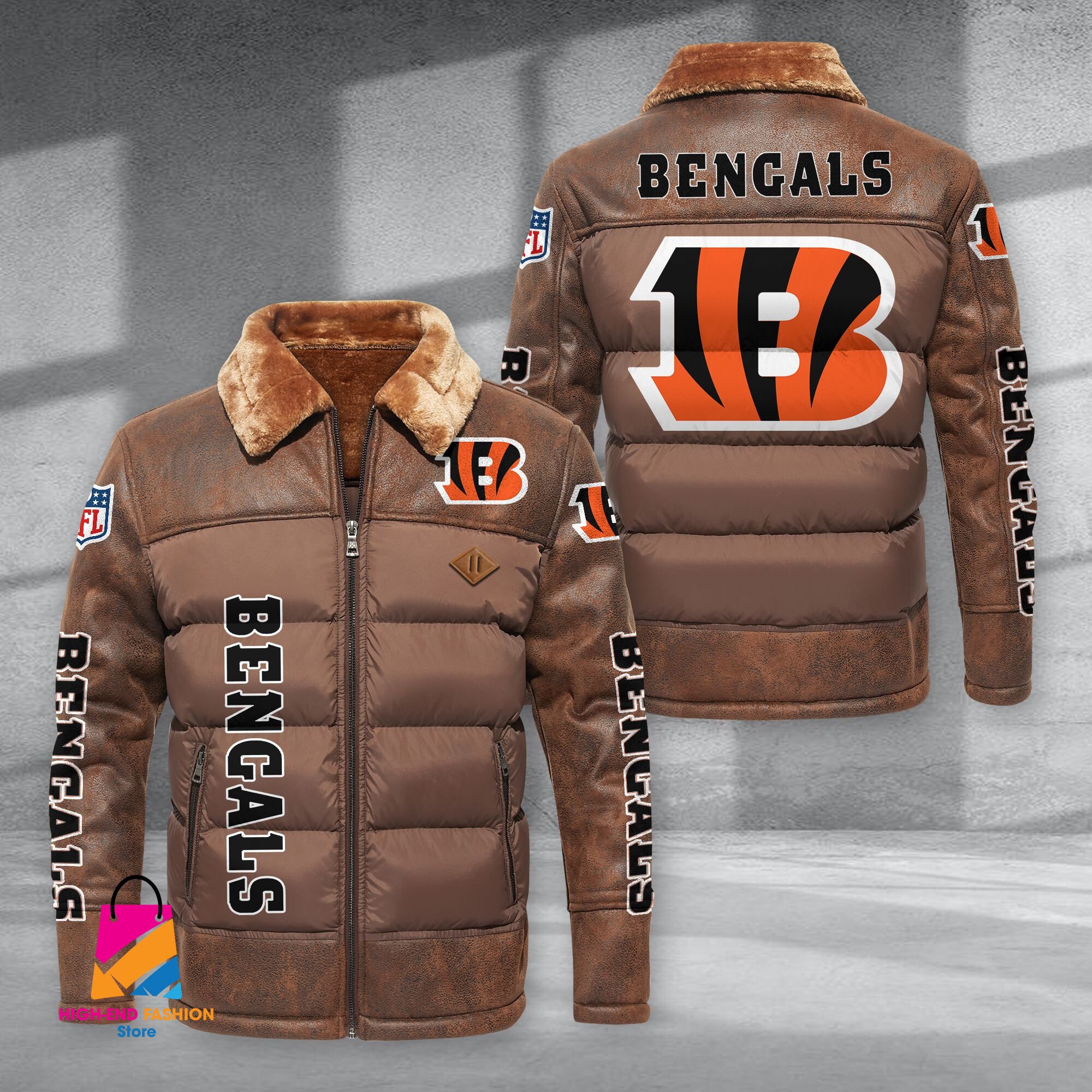 Cincinnati Bengals NFL Style Puffer Jacket For Fans