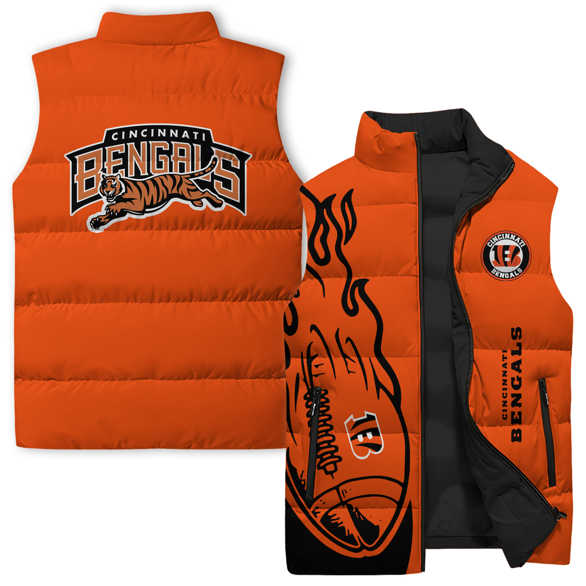 Cincinnati Bengals NFL Style Sleeveless Puffer Jacket For Fans