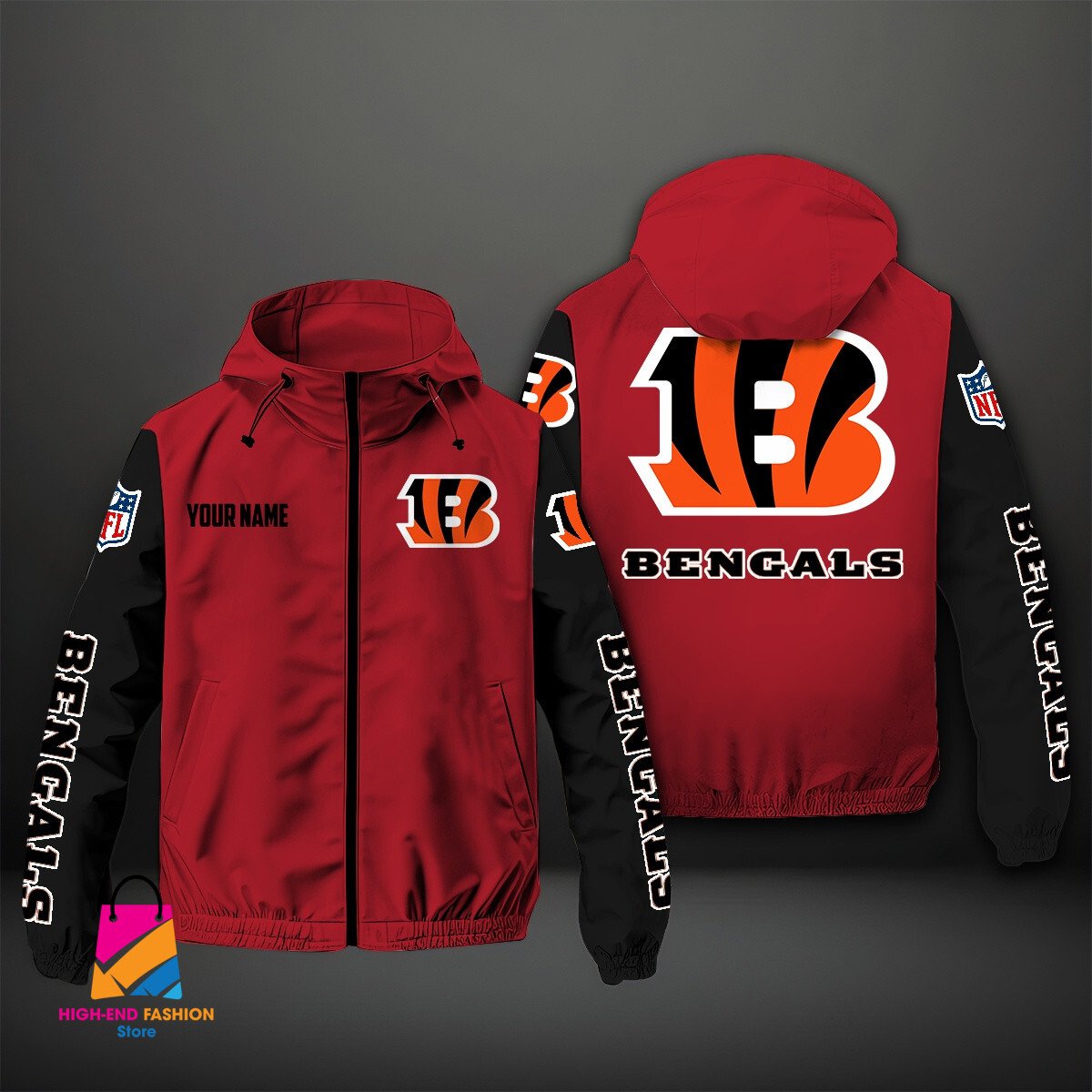 Cincinnati Bengals NFL Style Windbreaker Jacket For Fans