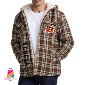 Cincinnati Bengals NFL Style Zip Fleece Flannel Jacket For Fans