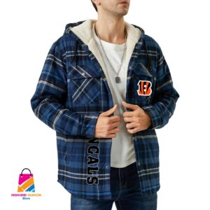 Cincinnati Bengals NFL Style Zip Fleece Flannel Jacket For Fans