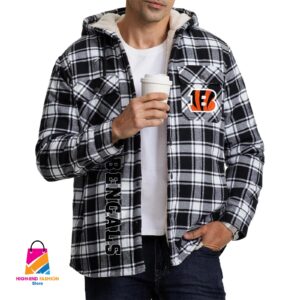 Cincinnati Bengals NFL Style Zip Fleece Flannel Jacket For Fans