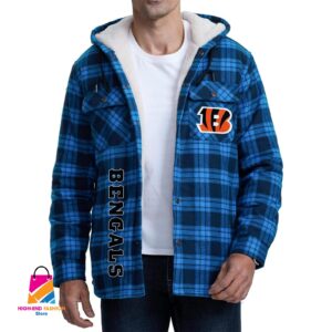 Cincinnati Bengals NFL Style Zip Fleece Flannel Jacket For Fans